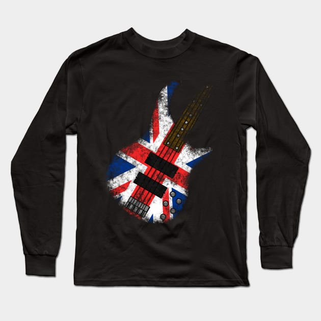 UK Flag Bass Guitar Bassist British Music Long Sleeve T-Shirt by doodlerob